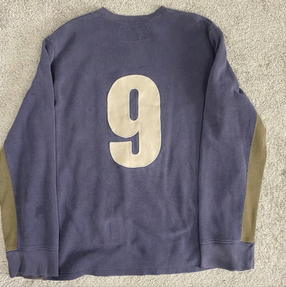 VTG Abercrombie & Fitch XL Navy Olive 90's Collegiate 100% Cotton Long Sleeve V